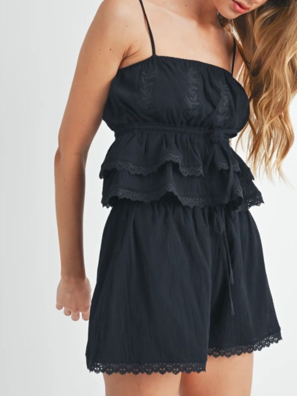 Lola Shorts Set Black NWOT